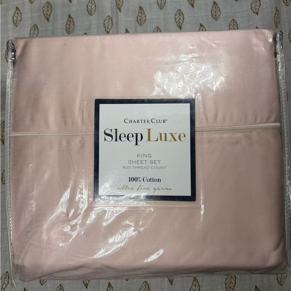 Charter Club Sleep Luxe Light Pink King Sheet Set